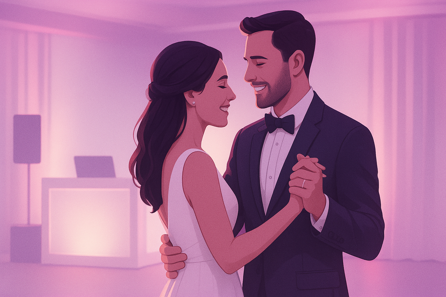 Couple dancing at their wedding reception